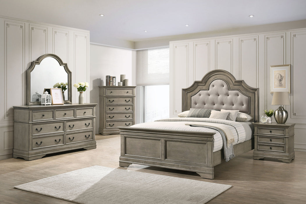 Manchester Bedroom Set with Upholstered Arched Headboard Wheat