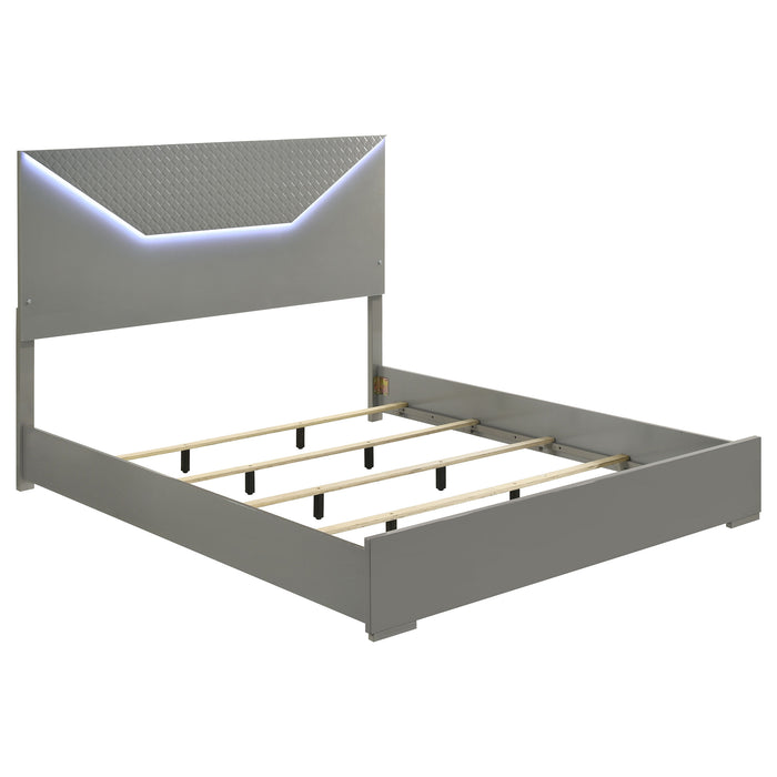 Ives Panel Bed with LED Lighting - LATIN HOME FURNITURE - (POMONA,CA)