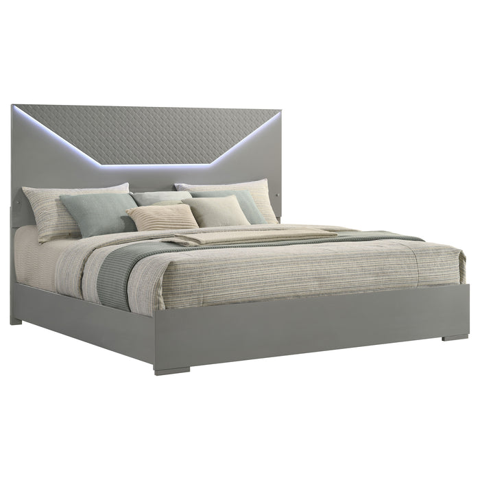 Ives Panel Bed with LED Lighting - LATIN HOME FURNITURE - (POMONA,CA)