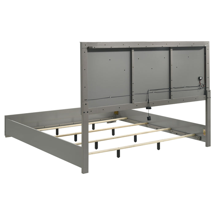 Ives Panel Bed with LED Lighting - LATIN HOME FURNITURE - (POMONA,CA)