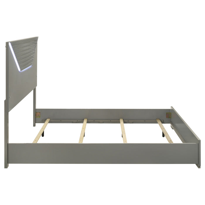 Ives Panel Bed with LED Lighting - LATIN HOME FURNITURE - (POMONA,CA)
