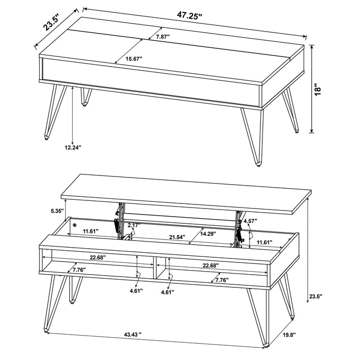 Fanning Lift-Top Coffee Table Set