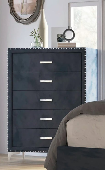 Crown Mark Furniture Lucinda 5 Drawer Chest in Gray