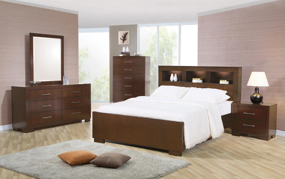 Jessica California King Bed with Storage Headboard Cappuccino