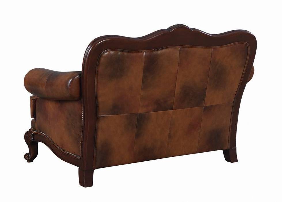 Victoria Tufted Back Loveseat Tri-tone and Brown