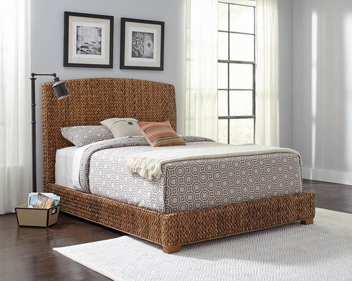 Laughton Hand-Woven Banana Leaf Eastern King Bed Amber - LATIN HOME FURNITURE - (POMONA,CA)