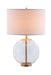 Kenny Drum Shade Table Lamp with Glass Base White - LATIN HOME FURNITURE - (POMONA,CA)
