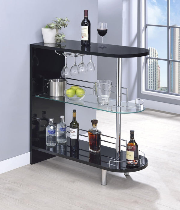 Adolfo 3-tier Bar Table Glossy Black and Clear - LATIN HOME FURNITURE - (POMONA,CA)