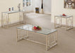 Merced Square Tempered Glass Top End Table Nickel - LATIN HOME FURNITURE - (POMONA,CA)