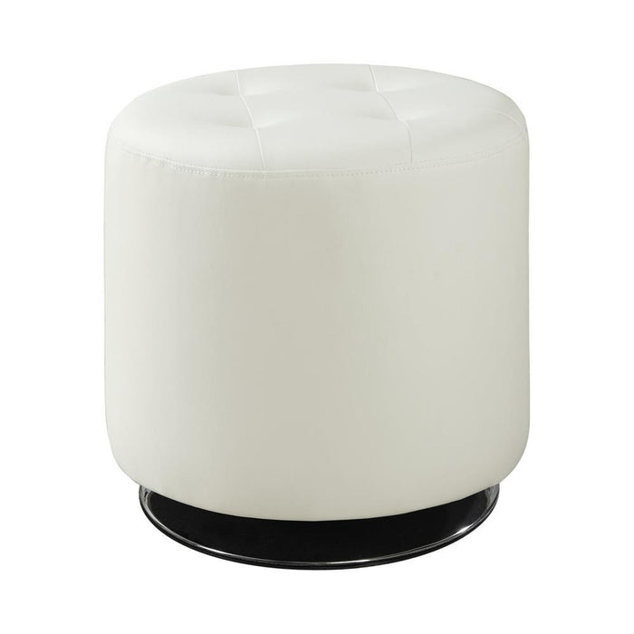 Bowman Round Upholstered Ottoman White