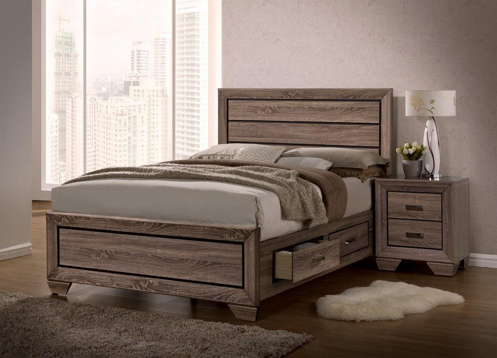 Kauffman California King, E.king, & Queen Panel Bed Washed Taupe - LATIN HOME FURNITURE - (POMONA,CA)