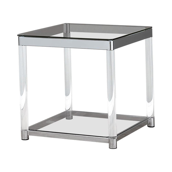 Anne End Table with Lower Shelf Chrome and Clear