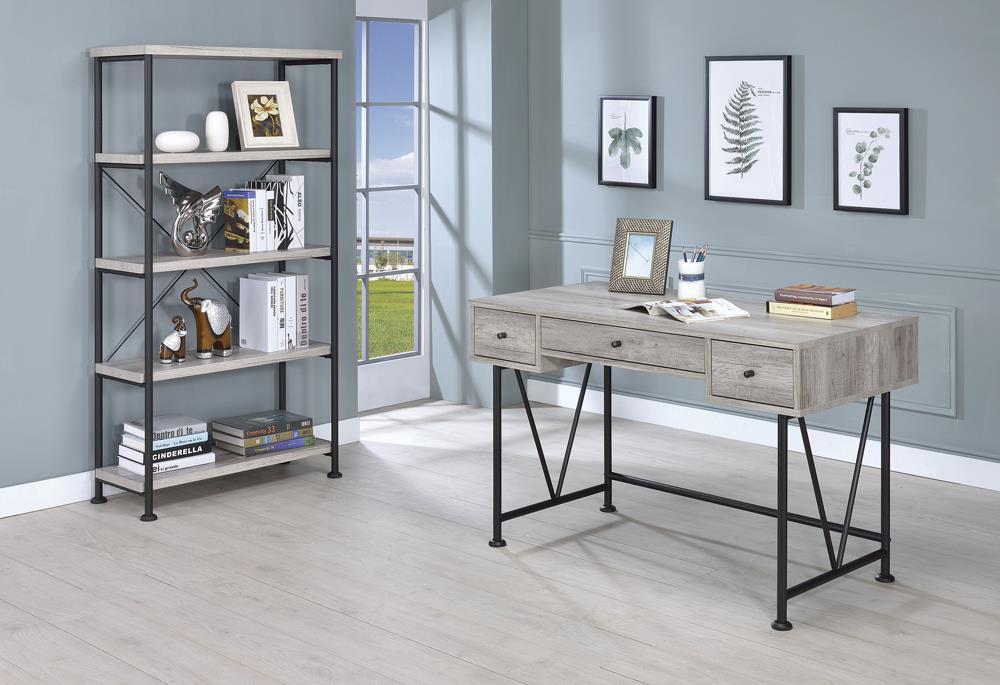 Analiese 4-shelf Open Bookcase Grey Driftwood - LATIN HOME FURNITURE - (POMONA,CA)