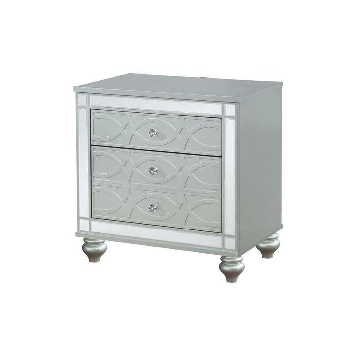 Gunnison 2-drawer Nightstand Silver Metallic