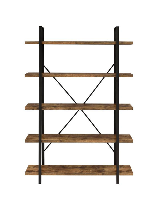 Cole 5-Shelf Bookcase Antique Nutmeg and Black