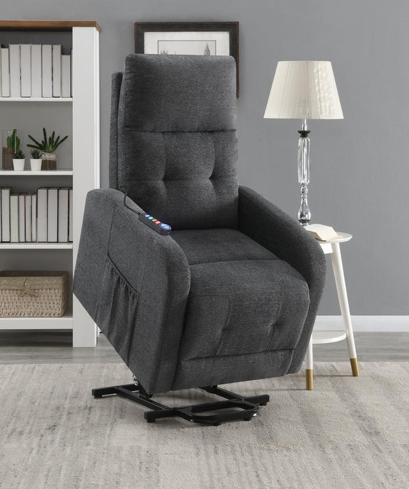 Howie Tufted Upholstered Power Lift Recliner Charcoal