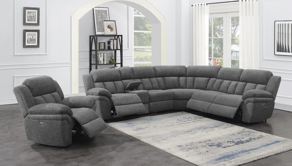 Bahrain Upholstered Power Glider Recliner Charcoal - LATIN HOME FURNITURE - (POMONA,CA)