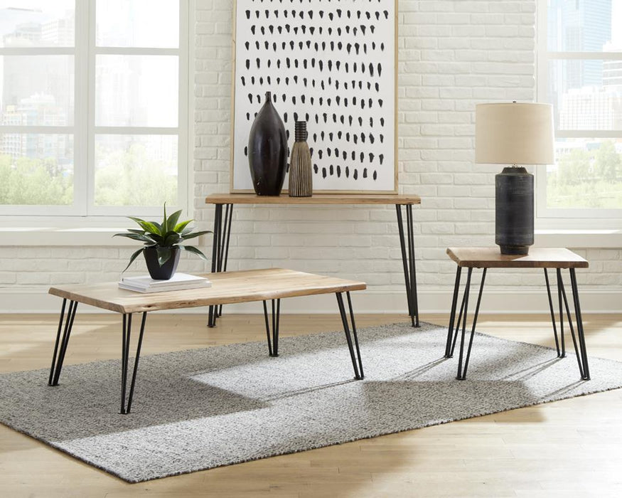 Zander End Table with Hairpin Leg Natural and Matte Black - LATIN HOME FURNITURE - (POMONA,CA)
