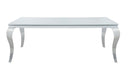 Carone Rectangular Glass Top Dining Table White and Chrome - LATIN HOME FURNITURE - (POMONA,CA)