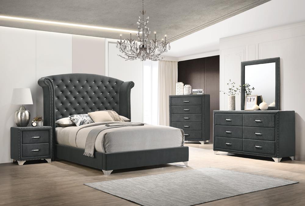Melody 6-drawer Upholstered Dresser Grey - LATIN HOME FURNITURE - (POMONA,CA)