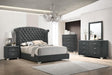 Melody Eastern King Wingback Upholstered Bed Grey - LATIN HOME FURNITURE - (POMONA,CA)