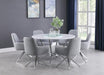 Abby Round Dining Table with Lazy Susan White and Chrome - LATIN HOME FURNITURE - (POMONA,CA)