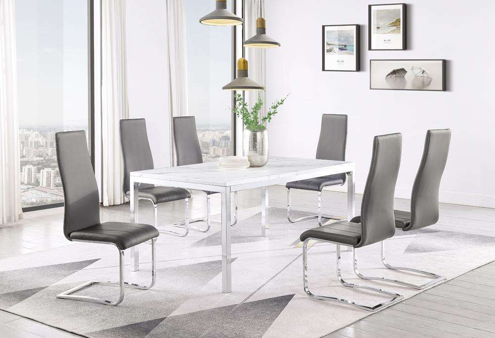 Montclair Upholstered High Back Side Chairs Grey and Chrome (Set of 4)