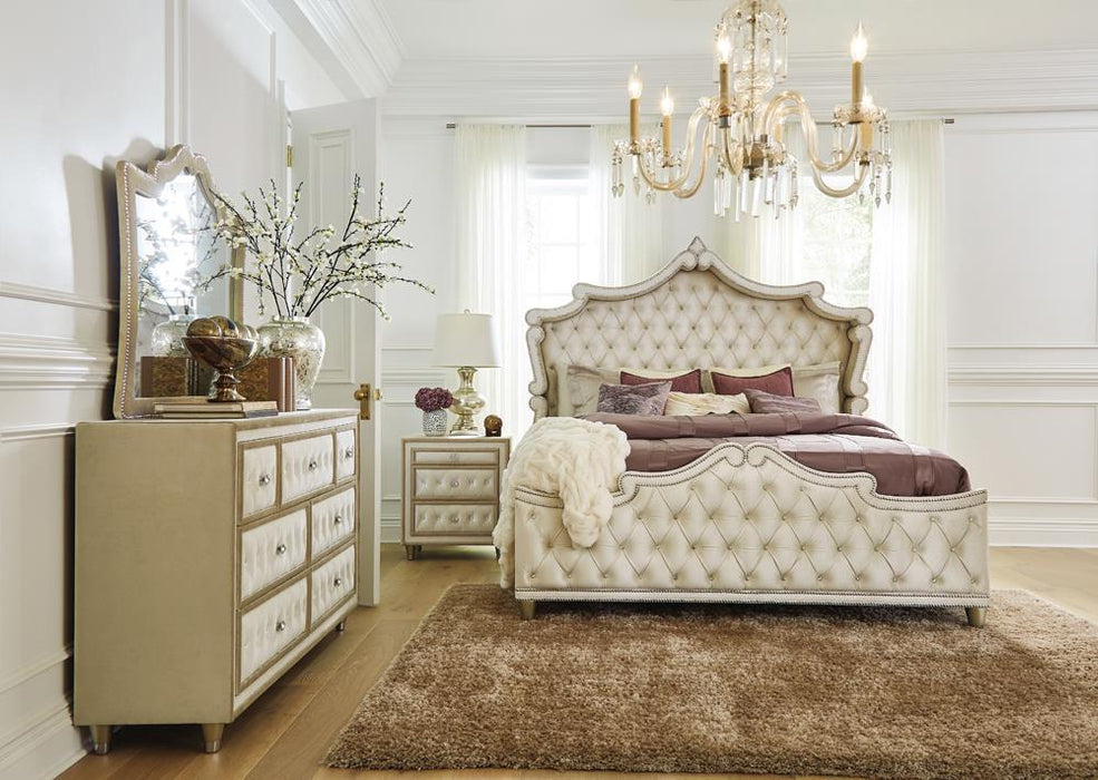 Antonella 7-drawer Upholstered Dresser Ivory and Camel - LATIN HOME FURNITURE - (POMONA,CA)
