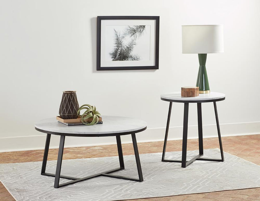 Hugo Round Coffee Table White and Matte Black - LATIN HOME FURNITURE - (POMONA,CA)