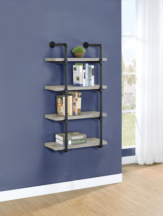 Elmcrest 24-inch Wall Shelf Black and Rustic Oak - LATIN HOME FURNITURE - (POMONA,CA)
