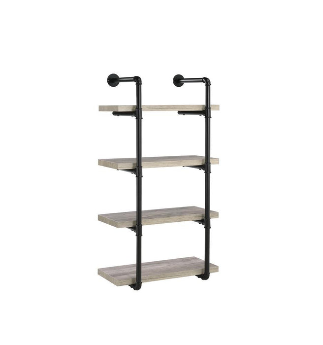 Elmcrest 24-inch Wall Shelf Black and Rustic Oak - LATIN HOME FURNITURE - (POMONA,CA)