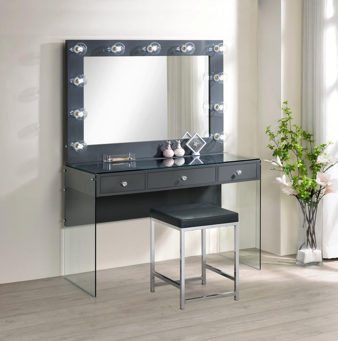 Afshan Upholstered Square Padded Cushion Vanity Stool - LATIN HOME FURNITURE - (POMONA,CA)