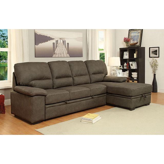 ALCESTER Brown & Gray Sectional w/ Sleeper, Ash - LATIN HOME FURNITURE - (POMONA,CA)