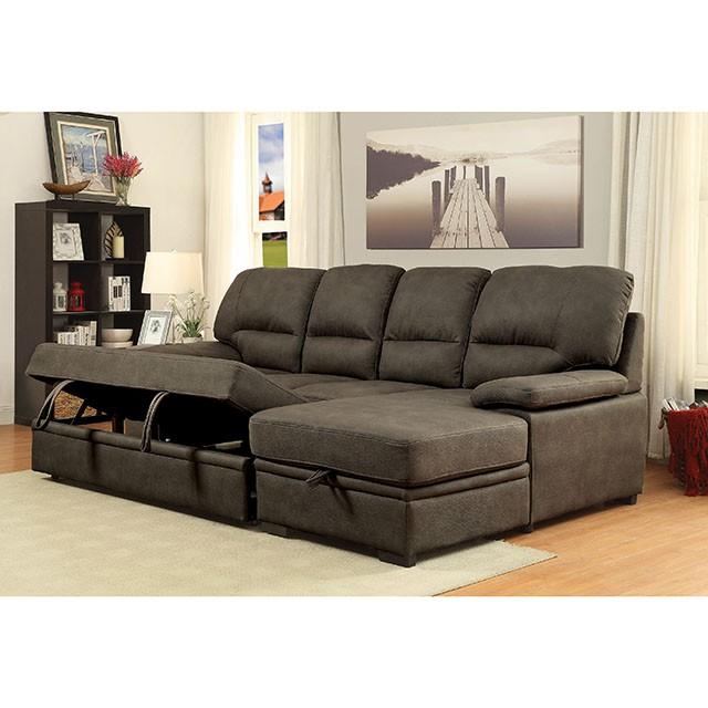 ALCESTER Brown & Gray Sectional w/ Sleeper, Ash - LATIN HOME FURNITURE - (POMONA,CA)