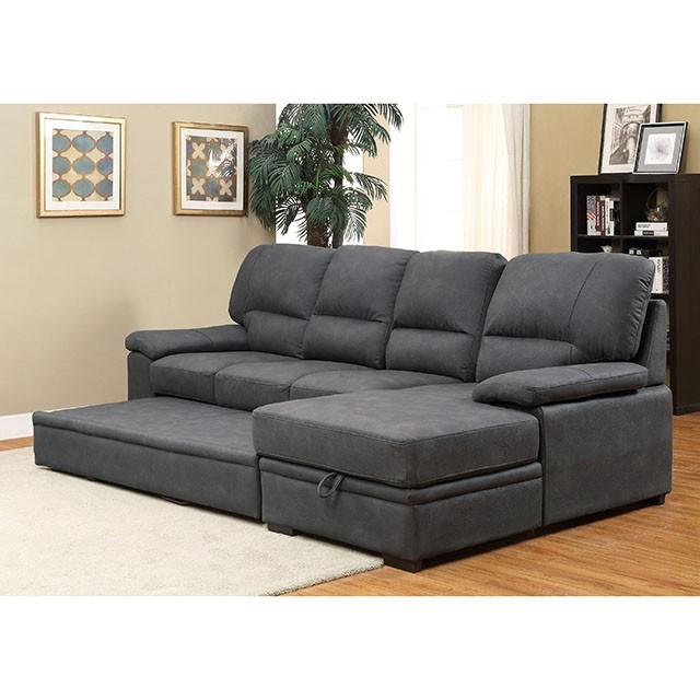 ALCESTER Brown & Gray Sectional w/ Sleeper, Ash - LATIN HOME FURNITURE - (POMONA,CA)