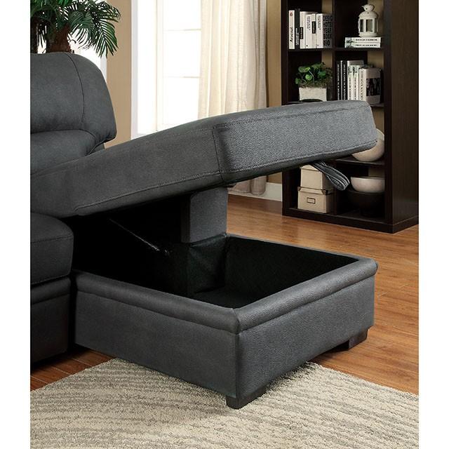 ALCESTER Brown & Gray Sectional w/ Sleeper, Ash - LATIN HOME FURNITURE - (POMONA,CA)