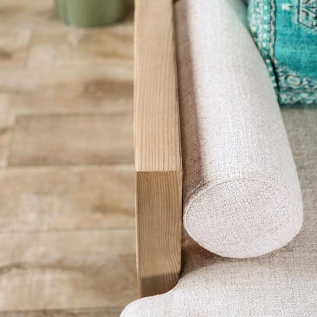 ALESUND Sofa, Beige/Light Oak, Natural & Brown - LATIN HOME FURNITURE - (POMONA,CA)