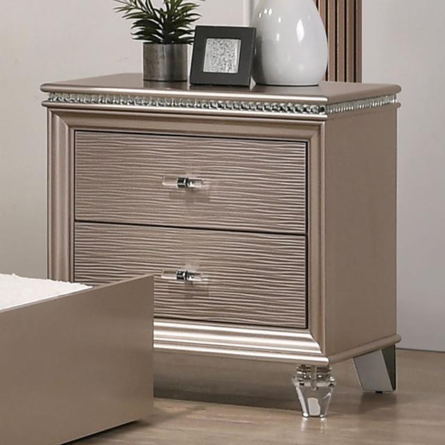 ALLIE Night Stand Beige & Rose Gold - LATIN HOME FURNITURE - (POMONA,CA)
