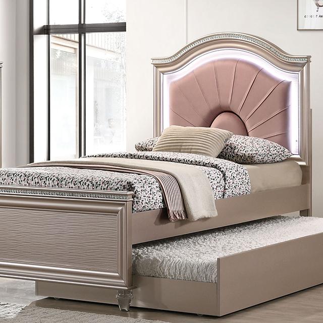 Allie Bed Beige & Pink - LATIN HOME FURNITURE - (POMONA,CA)
