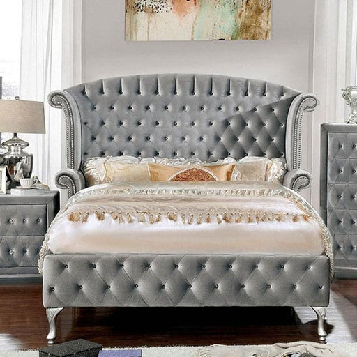 Alzir Bed Grey & Blue - LATIN HOME FURNITURE - (POMONA,CA)