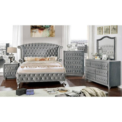 Alzir Bed Grey & Blue - LATIN HOME FURNITURE - (POMONA,CA)
