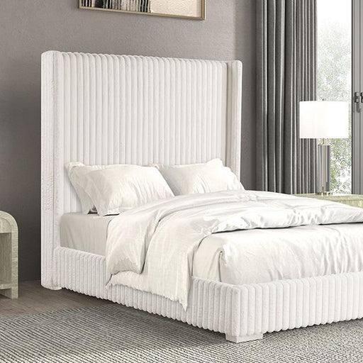 Cadwell E.King, Queen, & Full Bed White, Gray, & Black - LATIN HOME FURNITURE - (POMONA,CA)