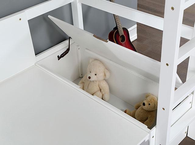 CALLISTUS Twin Workstation Loft Bed, White & Gray - LATIN HOME FURNITURE - (POMONA,CA)