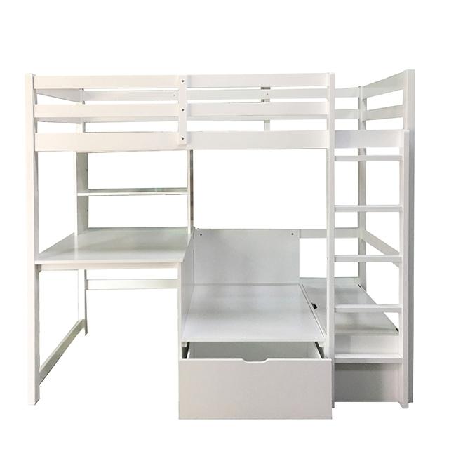 CALLISTUS Twin Workstation Loft Bed, White & Gray - LATIN HOME FURNITURE - (POMONA,CA)