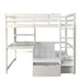 CALLISTUS Twin Workstation Loft Bed, White & Gray - LATIN HOME FURNITURE - (POMONA,CA)