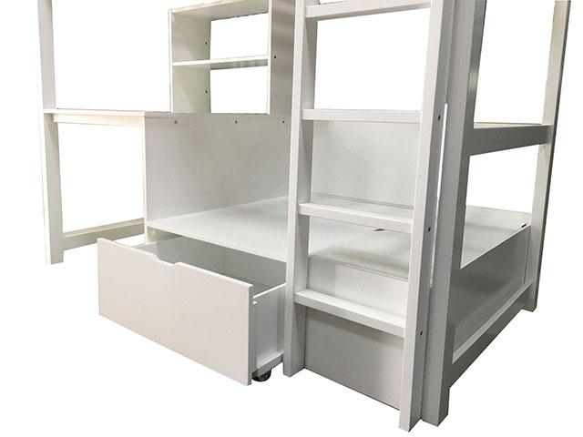 CALLISTUS Twin Workstation Loft Bed, White & Gray - LATIN HOME FURNITURE - (POMONA,CA)