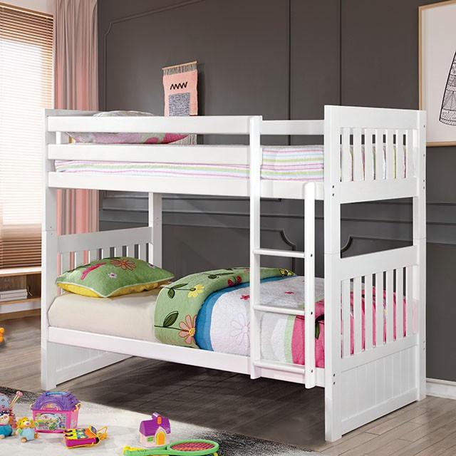 CANBERRA II White Twin/Full Bunk Bed - LATIN HOME FURNITURE - (POMONA,CA)