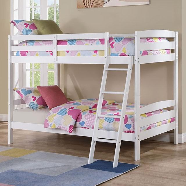 Candice Twin/Twin Bunk Bed White & Gray - LATIN HOME FURNITURE - (POMONA,CA)