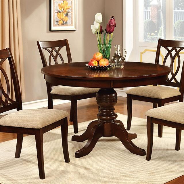 Carlisle Brown Cherry Round Dining Table - LATIN HOME FURNITURE - (POMONA,CA)