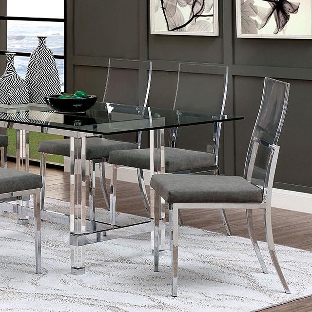 Casper Chrome Dining Table - LATIN HOME FURNITURE - (POMONA,CA)